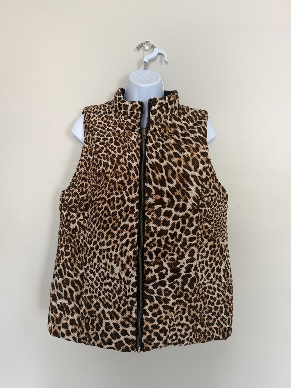 Ruby Rd. Leopard Print Reversible Zip Front Vest - Brown & Black